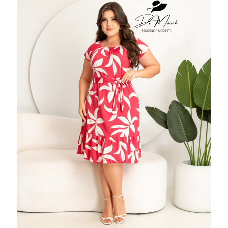 Vestido Curto Plus Size Ciganinha Feminino Leve e Modesto, ideal para o dia a dia
