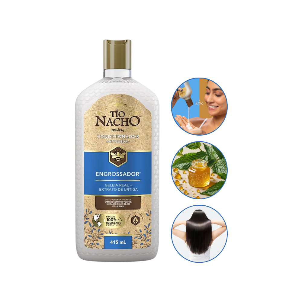 Condicionador Engrossador Tio Nacho 415ml - Aumenta a Espessura dos Fios e Dá Mais Volume ao Cabelo