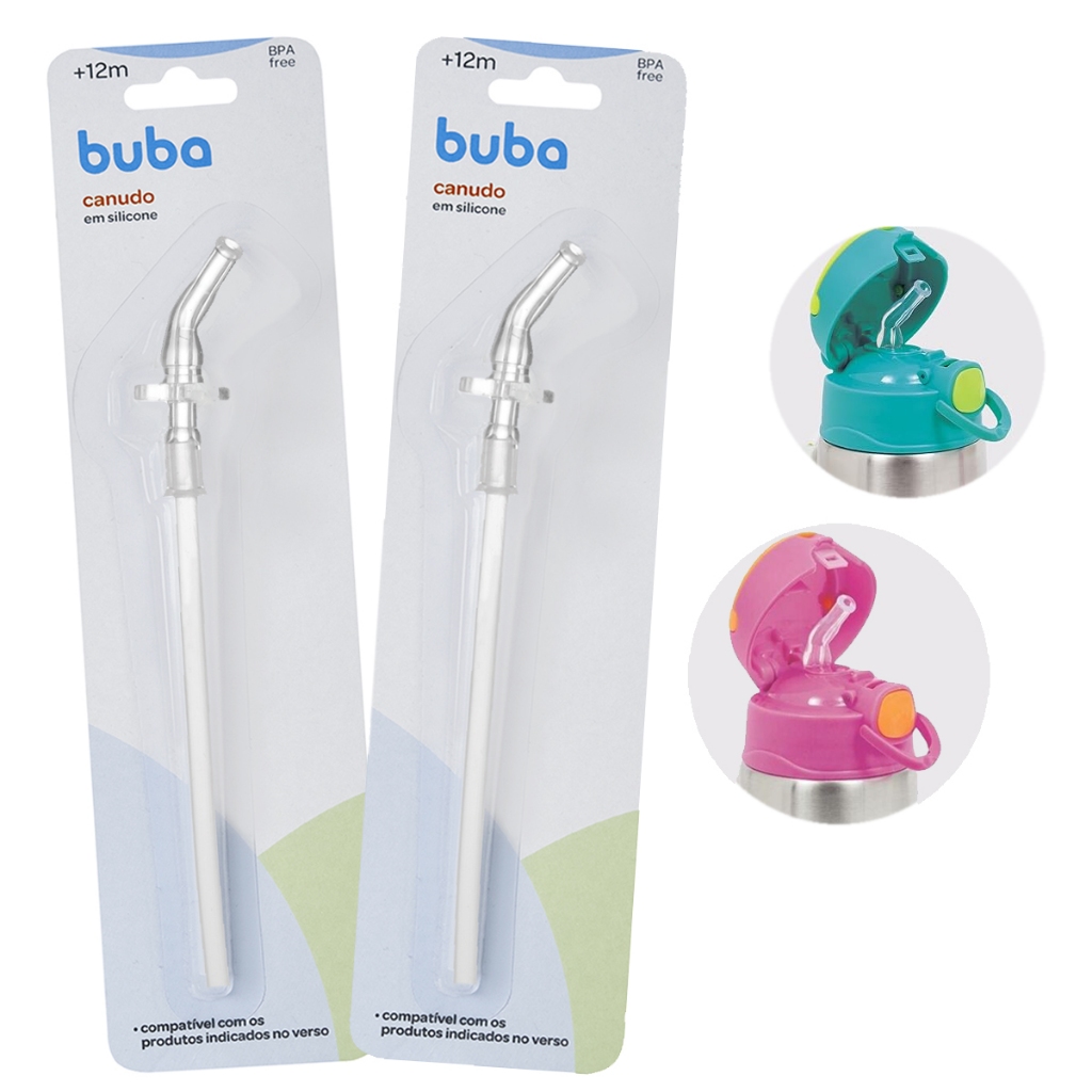 kit 2 canudos repositor refil em silicone para garrafinha Buba em Oferta na Shopee