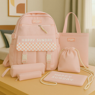 Kit Conjunto Feminino Com Mochila Bolsas Estojo Chaveiro Em Nylon Estilo Coreano Grande Capacidade em Oferta na Shopee