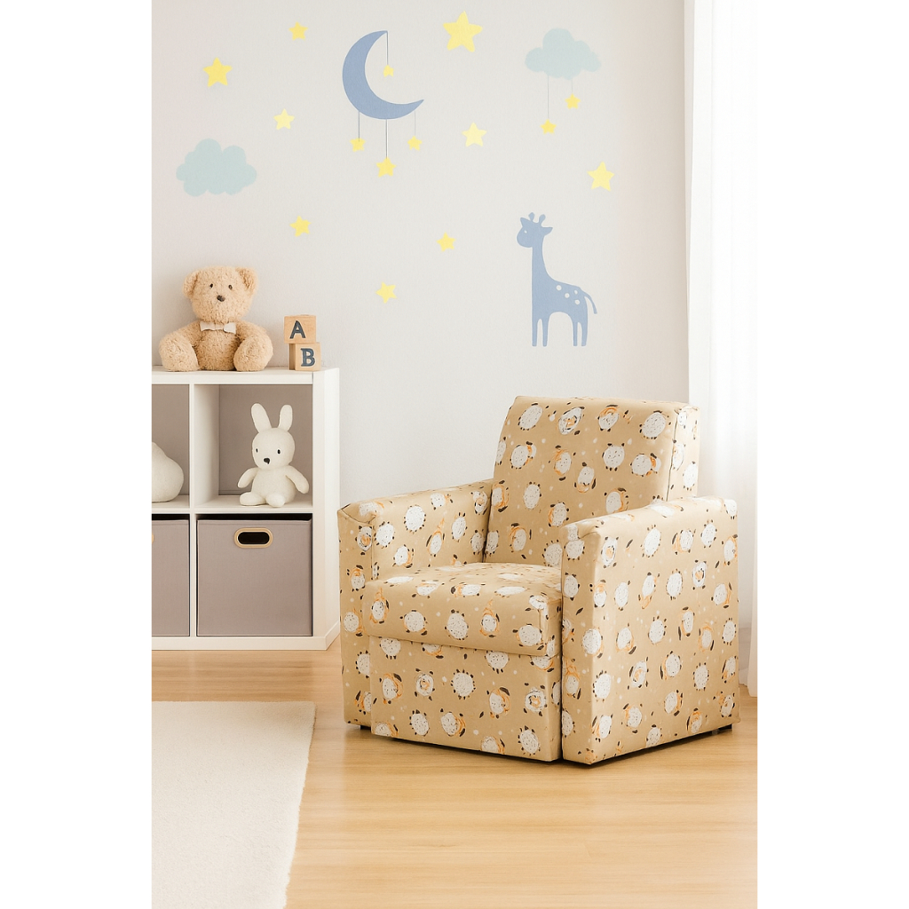 MINI POLTRONA SOFÁ INFANTIL - OVELINHA BEGE
