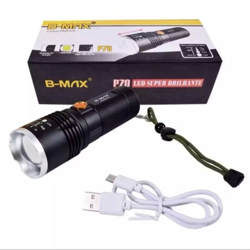Lanterna Tática P70 BMAX 8504 Potente Holofote De Luz Mais Forte do Mundo