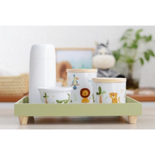 Kit Higiene Porcelana Bebê Safari Infantil Quarto Maternidade Pote Porcelana Leão em Oferta na Shopee