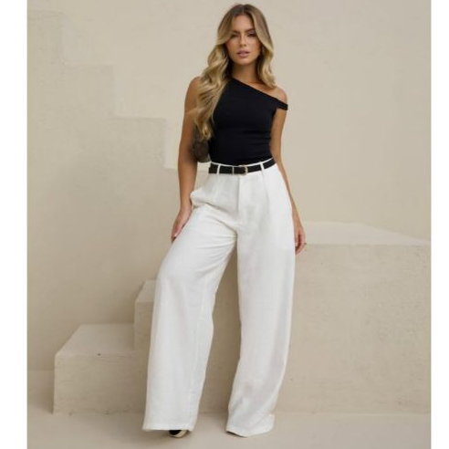 Calça Leona - Pantalona Alfaiataria Perfeita (Com forro) - Viscose