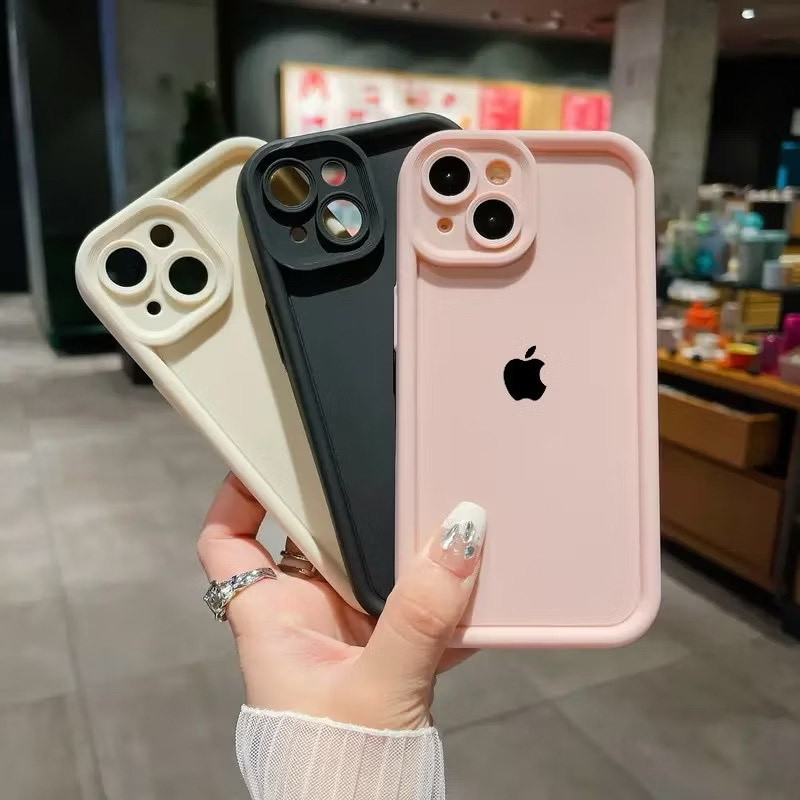 Capa Case Capinha Silicone iPhone Preta Creme e Marrom Com Proteção Iphone 11 13 14 13 Pro Max 14 Pro Max em Oferta na Shopee