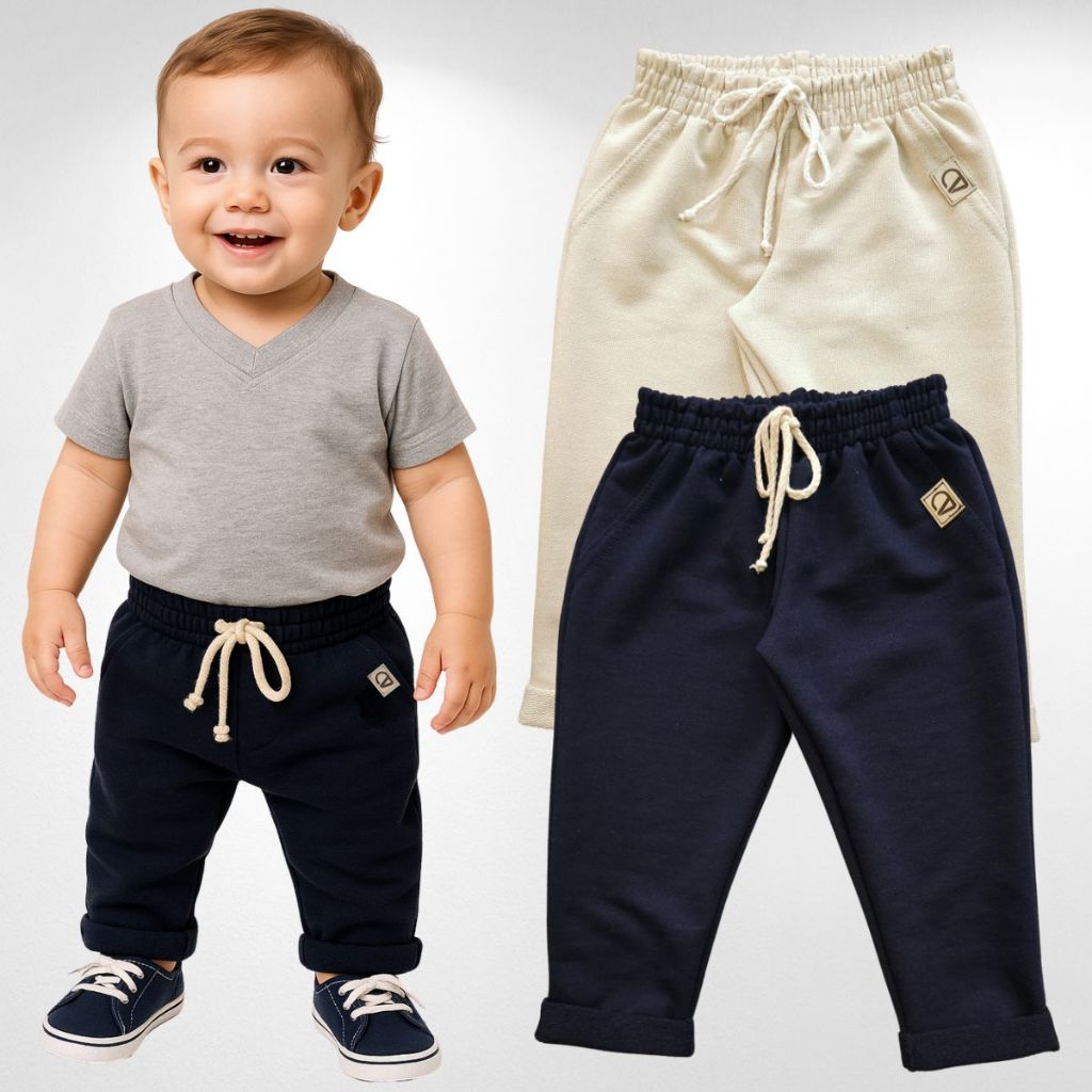 2 Calça Bebê Menino Moletinho algodão infantil