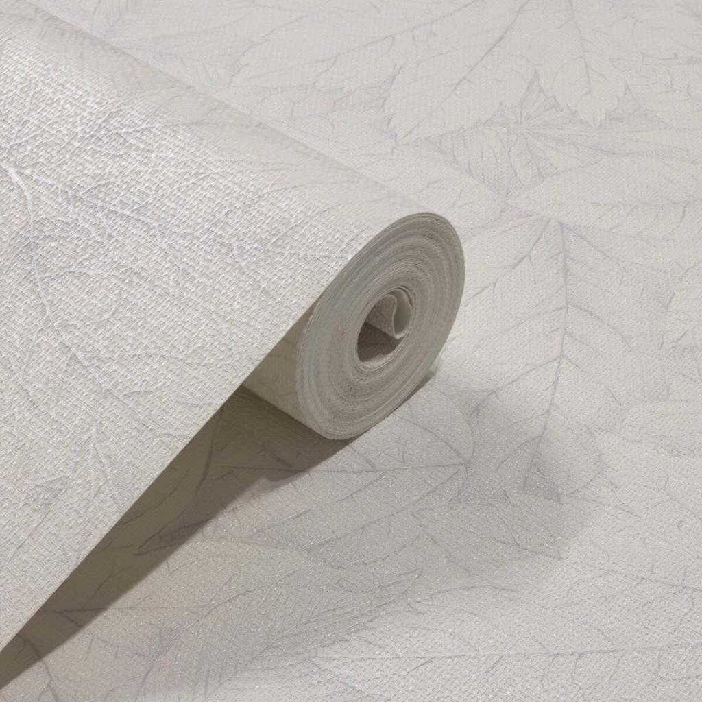 Papel De Parede Vinílico Floral Cinza E Off White