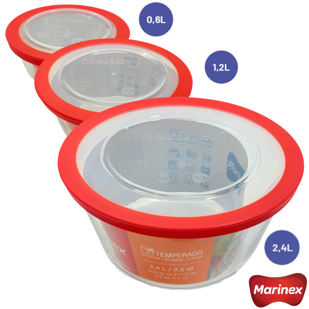 Jogo Tigela Marinex Com Tampa 600ml 1,2L 2,4L Nadir em Oferta na Shopee