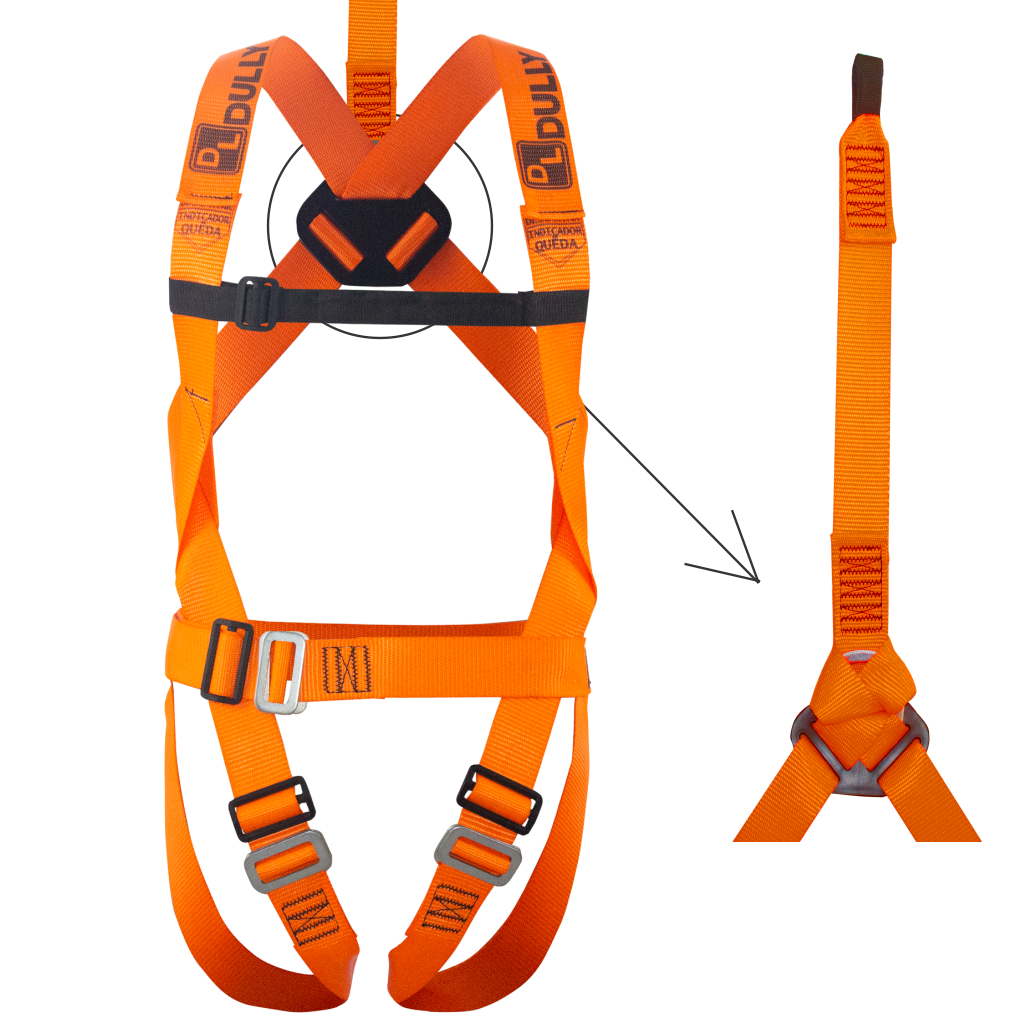 Cinturão de Segurança Paraquedista Dully DLT-020 CA36222 | 1 Ponto com Prolongador – Laranja e Preto