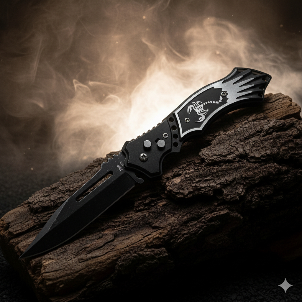 Canivete Automatico de Bolso Com Trava na Lâmina Saque Rápido Com Clip Aço Inox em Oferta na Shopee