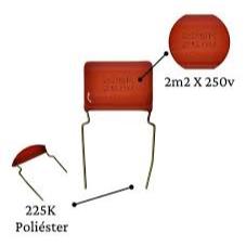 Capacitor para Super Tweeter 2,2x250 Poliéster 2,2Uf x 250V Par
