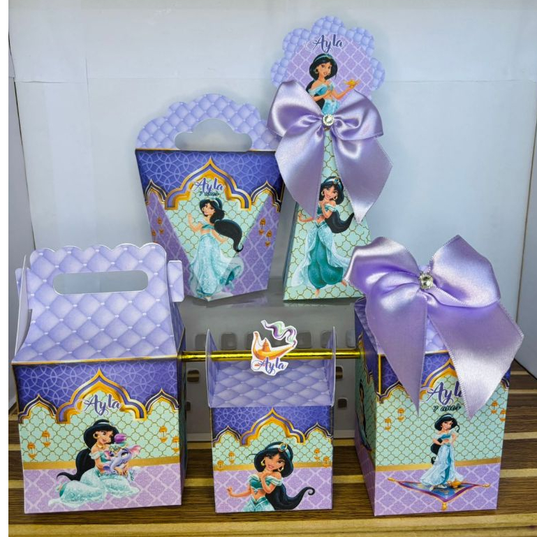 Kit Festa Personalizados Princesa Jasmine-Lembrancinhas-Caixinhas para festa infantil