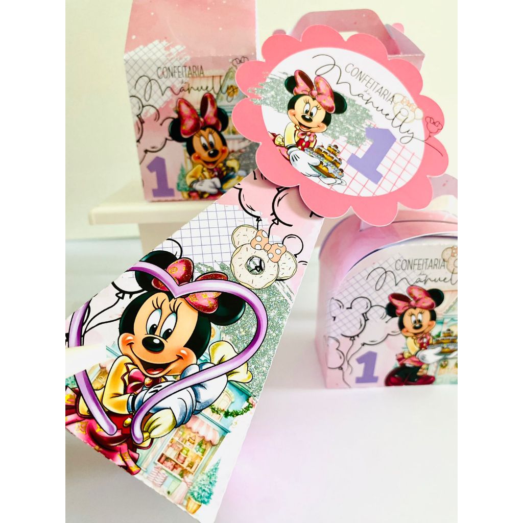 Envio Rápido - Kit Festa Minnie Confeiteira - Personalizado - Lembrancinhas - Aniversário Infantil / PEGUE E MONTE