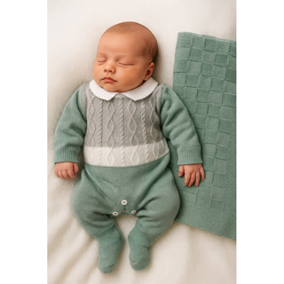 Kit Saída Maternidade Tricô Manta+Macacão P/ Bebê Menina e Menino em Oferta na Shopee