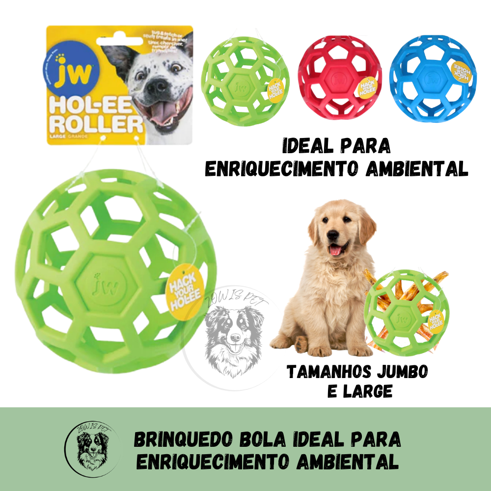 Bola Holee Roller Médio Grande Gigante Brinquedo Interativo para Cachorro Cães e Gatos - JW