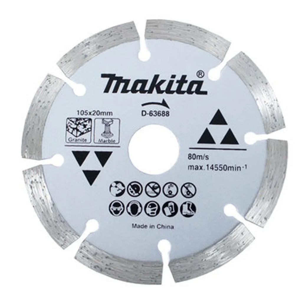 Disco Diamantado Segmentado Makita D-63688 105x20x8mm para Corte Estável em Alvenaria em Oferta na Shopee