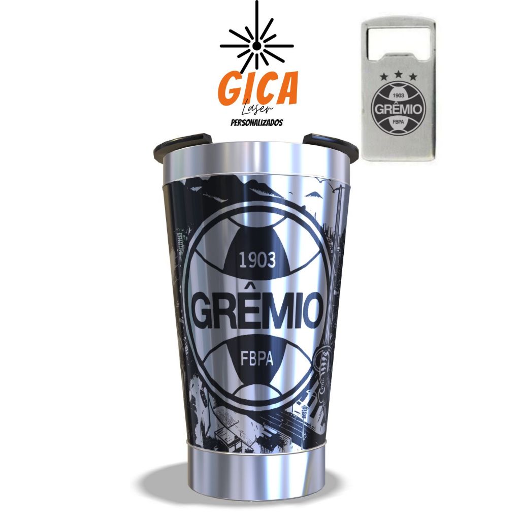 Copo Térmico Personalizado Grêmio com Gravação Time 360º a Laser 473ml em Oferta na Shopee