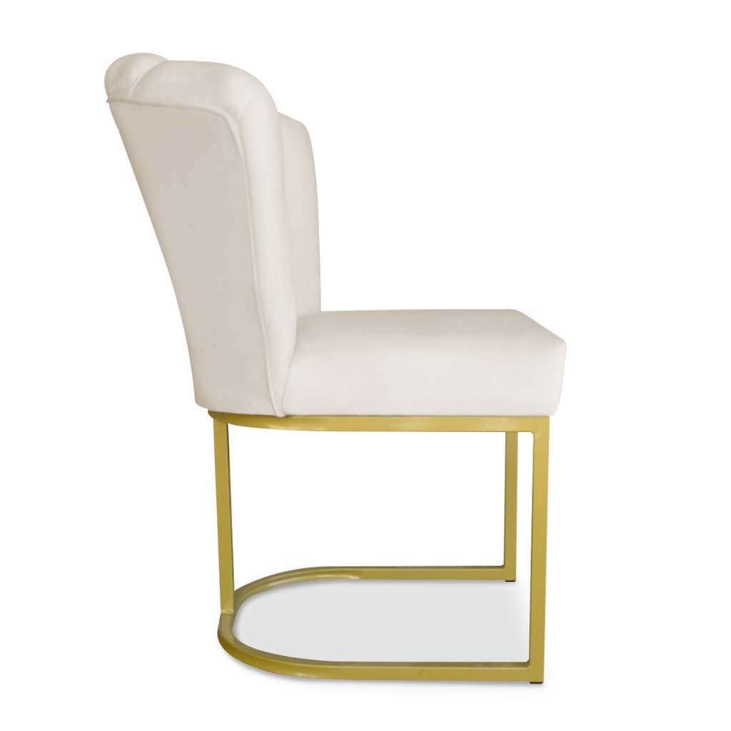 Cadeira para Salão de Beleza Pétala Base de Ferro Dourado - Cadeira de Manicure