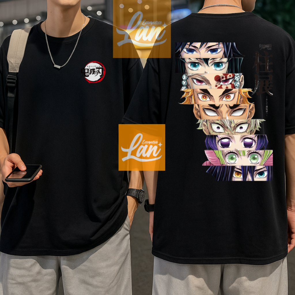Camiseta Demon Slayer Kimetsu no Yaiba Anime Oversized Masculina 100% Algodão Confortável Academia Gym Casual
