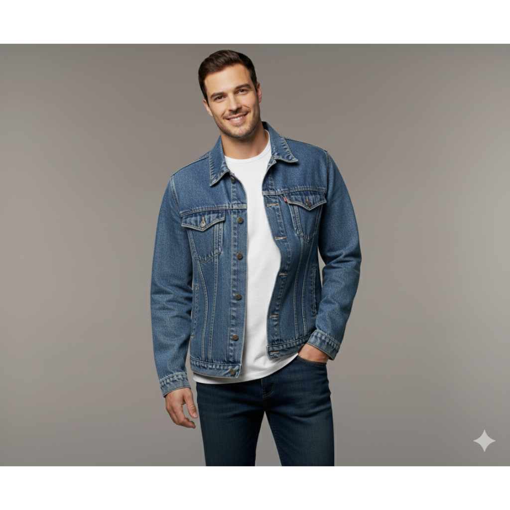 Jaqueta Jeans Masculina Marmorizada Algodão Casual Moda