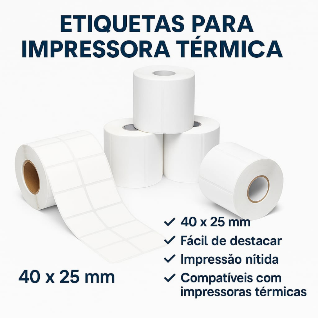 Bobina Térmica 2000 Etiquetas Adesiva 40x25mm Full 2 Colunas Mercado Envios Impressora Sem Ribbon