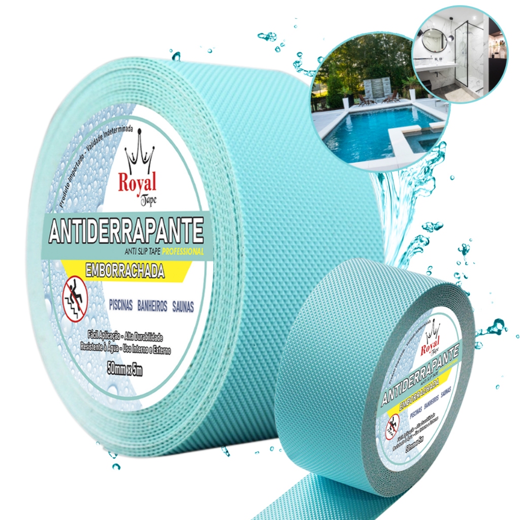 Fita Antiderrapante Emborrachada Royal Tape 5mts Nao Abrasiva Area Molhada Piscina Banheira Banheiro Escada Skate Banho em Oferta na Shopee