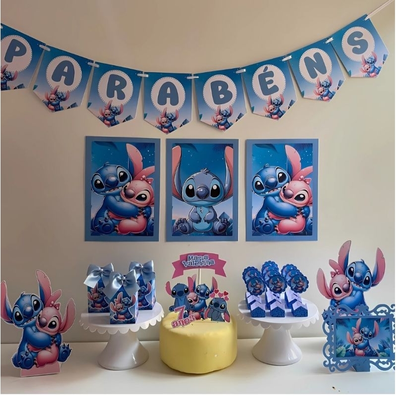 Kit Festa Stitch e Angel   Personalizado | Só Bolinho  | Lembrancinha | Aniversário Decoração