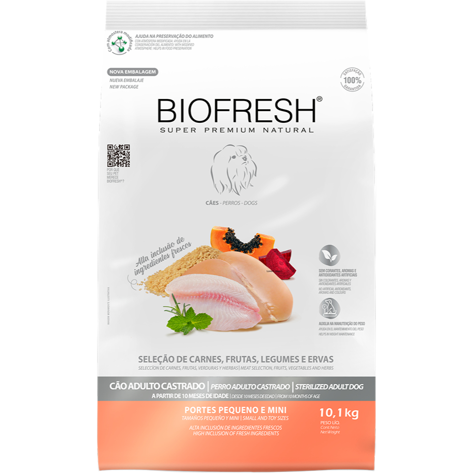 Ração 10,1Kg Biofresh Sp Cães Castrados Pequenos e Mini