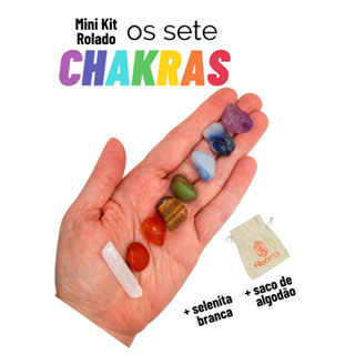 Kit 7 Chakras Pedra Rolada Pequenas + Saco Algodão + Selenita Branca 8 Cristais Mini Kit Les Energie em Oferta na Shopee