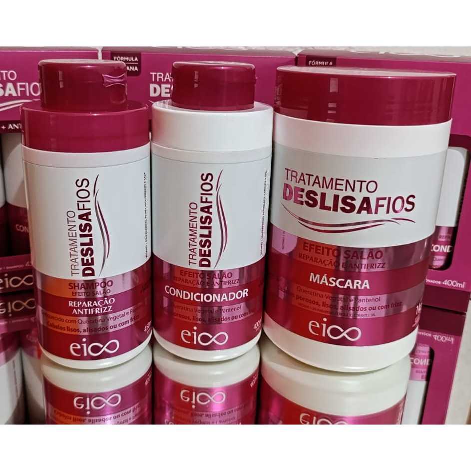 Kit Eico Deslisa Fios Original Shampoo  450, Condicionador 400 mls e Máscara  Anti Frizz 1kg em Oferta na Shopee