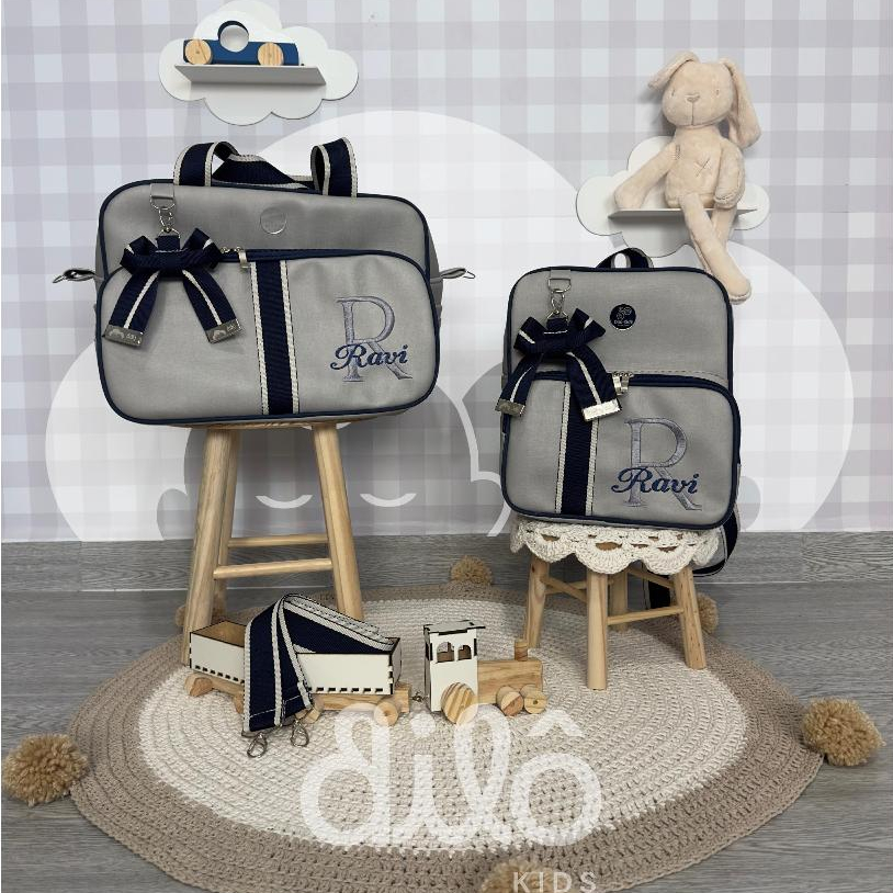 Kit de bolsas personalizadas para bebê, coleção requinte. Bolsas maternidade de luxo, Dilô Kids.