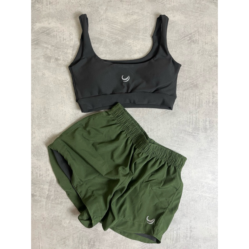 Conjunto Fitness Suplex Short Duplo Tactel e Top Com Bojo