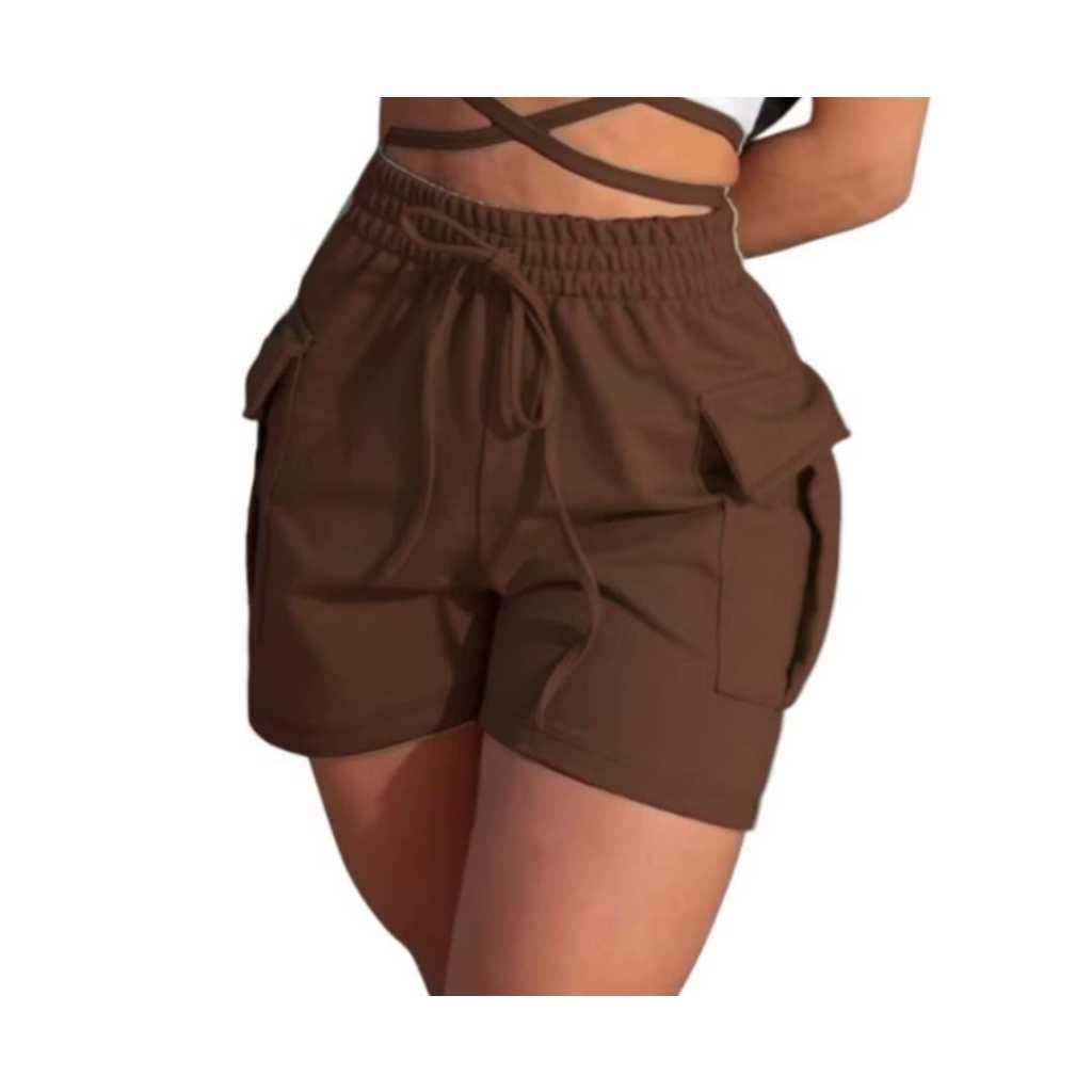 Short Moletinho Cargo com Bolsos laterais cordão na cintura, Modinha Verão em Oferta na Shopee