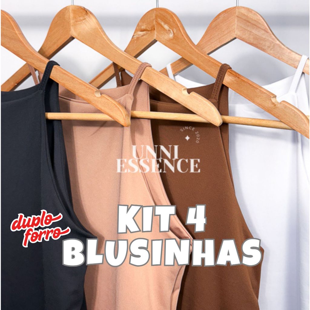 KIT 4 Regatas ALCINHA Basica Casual Blusa Feminina Suplex Duplo Blogueira Tendencia em Oferta na Shopee