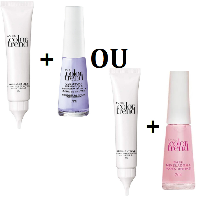 Redutor de Cutículas Mira- Cuticle + Cobertura Brilhante OU Base Niveladora Color Trend Avon