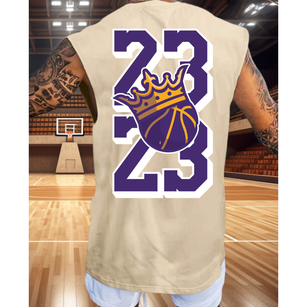 Camiseta Regata Oversized King 23 Basquete Academia Musculação Streetwear Masculina Grande Machão