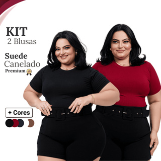 Kit 2 Blusas Plus Size Feminina Suede Canelado Premium em Oferta na Shopee
