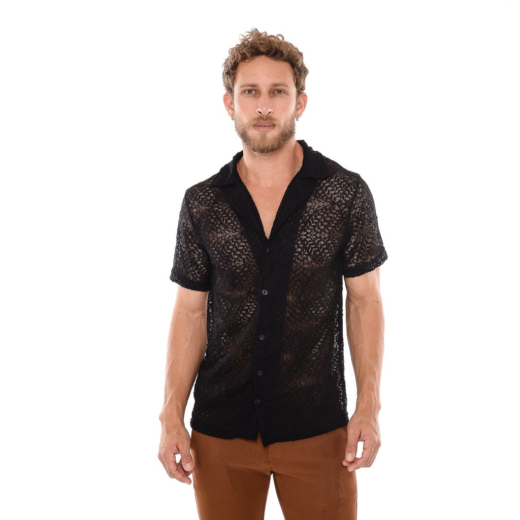 Camisa Masculina Renda Moda Verão Tendência Estação