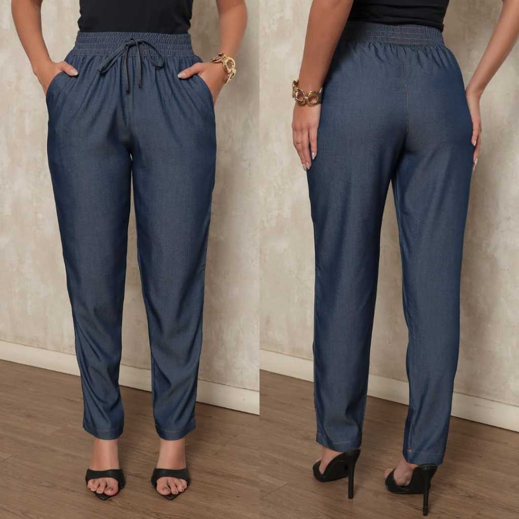 Calça Capri Feminina Jeans Leve com Elastano Cintura Alta Confortável Dia a Dia e Trabalho