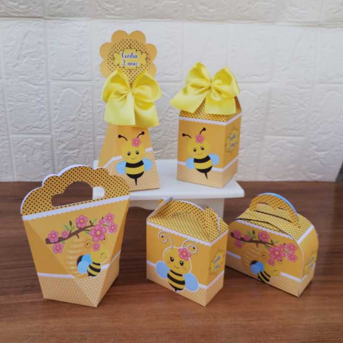 PEGUE E MONTE - Kit Festa Personalizados  ABELHINHA  Lembrancinhas Caixinhas para Aniversário