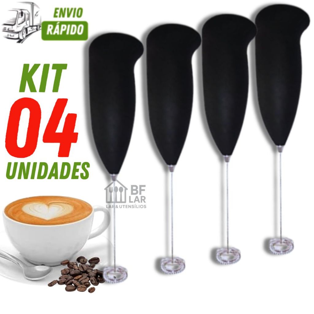 CONJUNTO 04 UNIDADES MIXER ELÉTRICO INOX MISTURADOR BEBIDAS SHAKE BEBIDAS VARIÁVEIS LINHA RESISTENTE