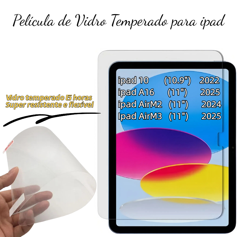 Película de Vidro Temperado para iPad 10/11 (A16) e iPad Air M2/M3 ，Ultra Resistente, 9H, Toque Preciso em Oferta na Shopee