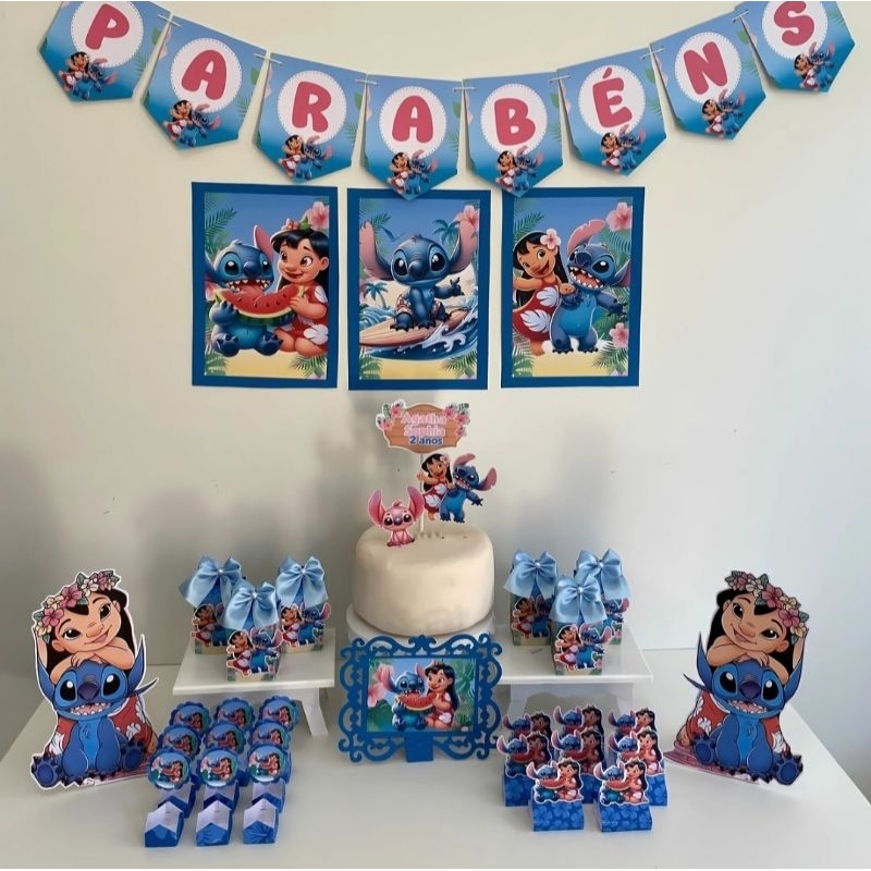 Kit Festa Lilo e Stitch   Personalizado | Só Bolinho  | Lembrancinha | Aniversário Decoração