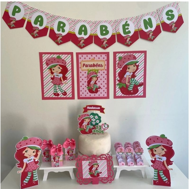 Kit Festa Moranguinho   Personalizado | Só Bolinho  | Lembrancinha | Aniversário Decoração