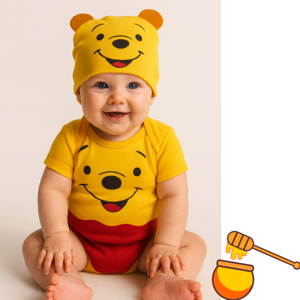 Body Bebê Infantil Mêsversário Temático Ursinho Pooh Super Confortável Linha Premium em Oferta na Shopee