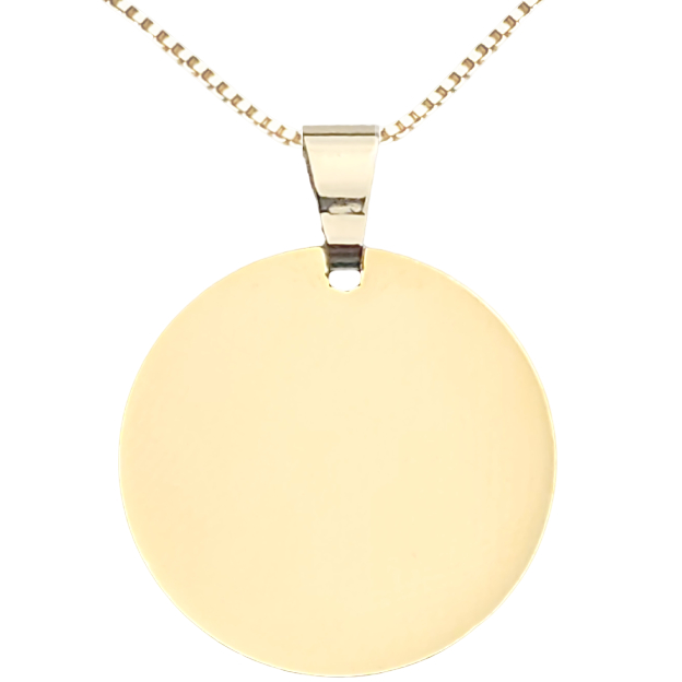 Colar Medalha Banhado a Ouro 18K, Ouro Branco ou Ouro Rosé, Personalizado com Fotos ou Frases. Gravação a Laser HD.