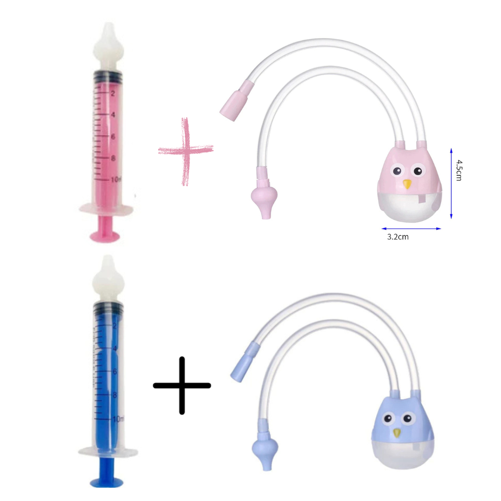 Aspirador Nasal Coruja para Bebê Lavagem e Higiene Nasal Lavador Nasal Seringa Ponta Silicone