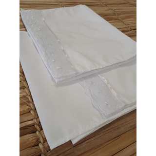 KIT COM 2 UNIDADES ROUPA RELIGIOSA UMBANDA CADOMBLÉ OJÁ PANO DE CABEÇA BASICO RETO COM BORDADO BRANCO 2M