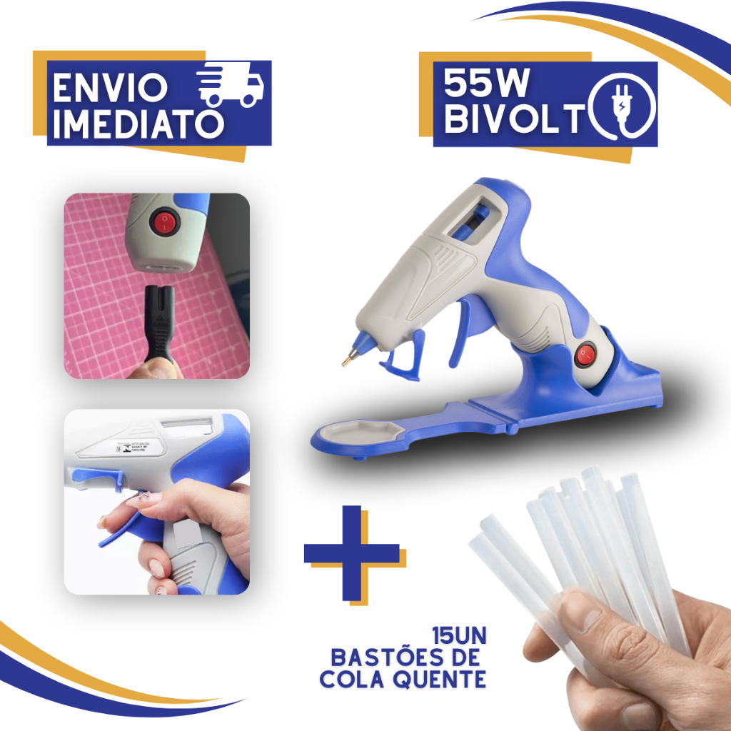 Pistola De Cola Quente Sem Fio Artesanato Confecção Bastões de Cola 7 Profissional Confecção Escolar em Oferta na Shopee