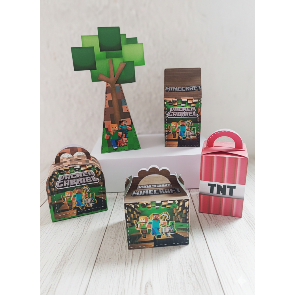 Kit Personalizados Minecraft / Lembrancinha / Aniversário / Mesversario Minecraft Mimos ( PEGUE E MONTE)